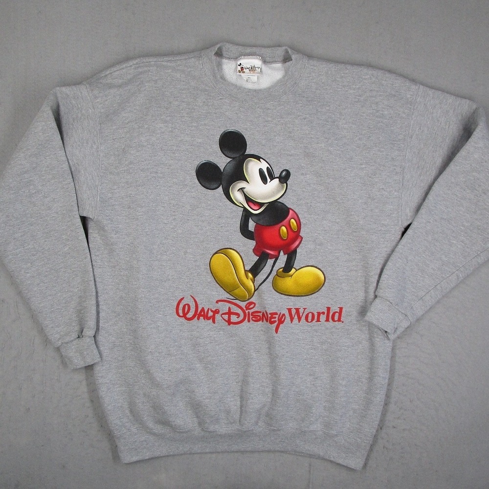 Vintage Disney Mickey Mouse Sweatshirt XXL Gray Walt Disney World Made in USA